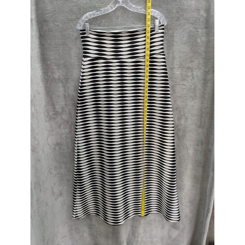 Women's Maxi Skirt Medium Waved Stripes Textured Stretch Casual‎ Artsy Boho READ